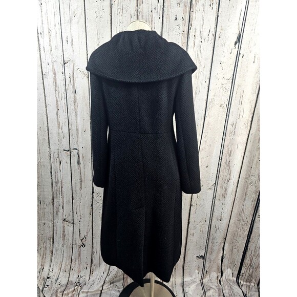 Searle 6 Wool Alpaca Winter Trench Overcoat Long Coat Black Designer warm EUC - Picture 3 of 8